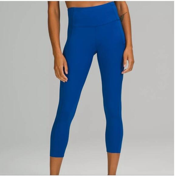 Lululemon Fast And Free HR Crop Tight 23" Symphony Blue Size 12 - Picture 1 of 9